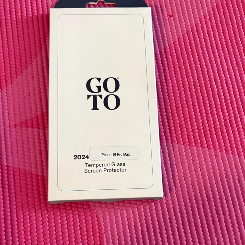Go-To Tempered Glass Screen Protector with Black and Cream Packaging